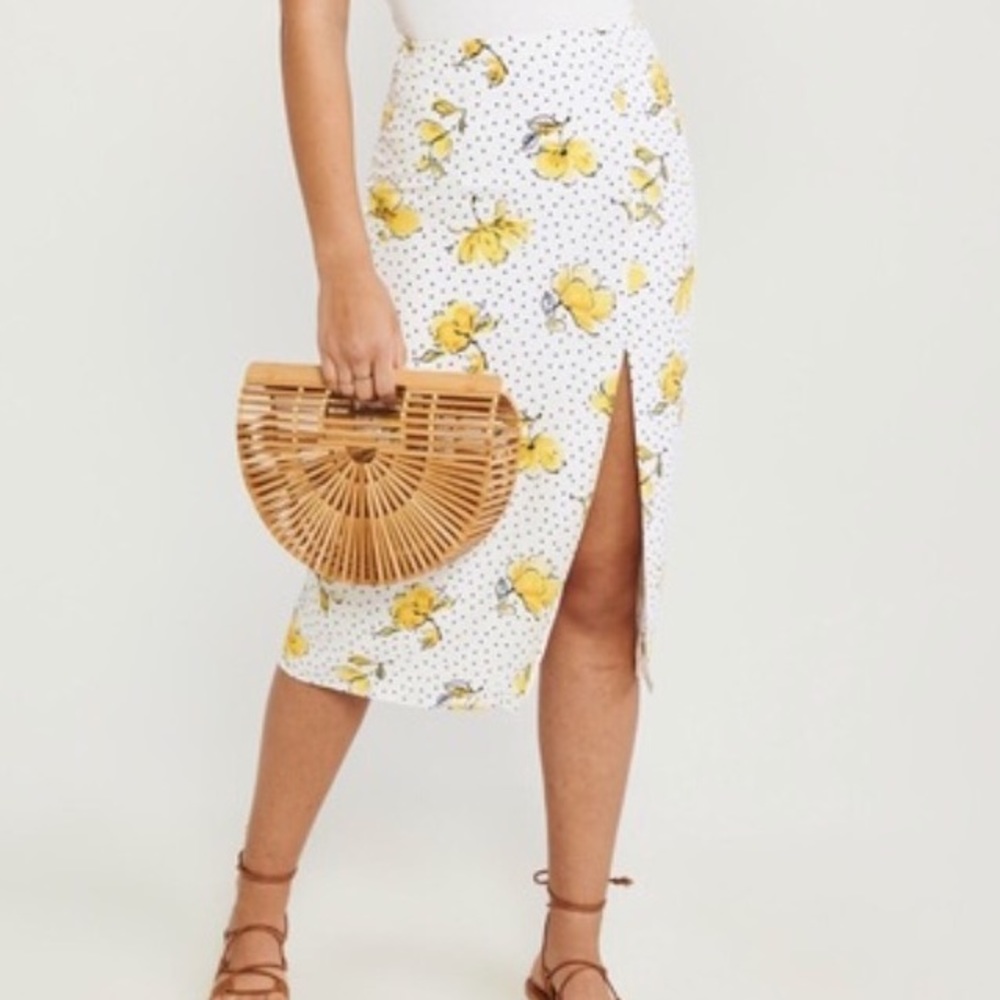 Abercrombie & Fitch High-Slit Midi Skirt